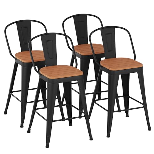 POINTANT Outdoor Metal Bar Stools Set of 4,26 inch Barstools