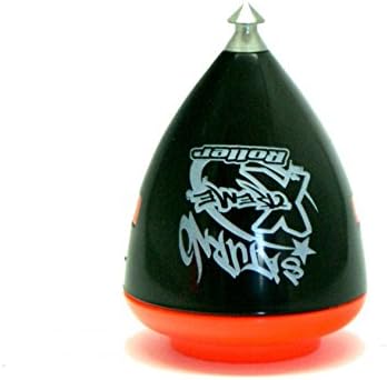 Trompos Space - Saturno Xtreme Spinning Top - Roller Tip (Black Body / Orange Lid)