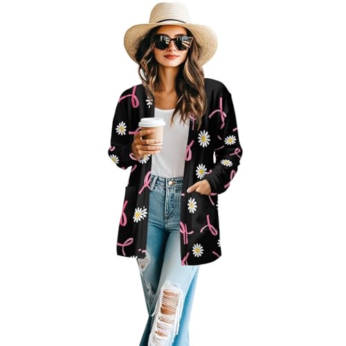 Image of Women's Lightweight Cardigans with Pockets Trendy Long Sleeve Open Front Cardigan Casual Tops Jackets Fall Oufits S-2XL