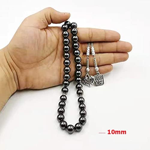 Miniatura 8 de Hematite Tasbih Metal borla islámica joyería colgante oración perlas 33 66 99beads piedra natural musulmana Rosario
