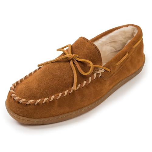 Minnetonka Men's Pile Lined Hardsole Slippers Brown 10.5 M