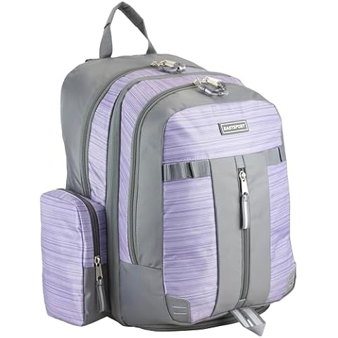 Eastsport Extra Large Backpack Expandable Oversized For Travel Hiking Work Camping Sports Outdoors With Drawstring Bag 18x13.5x9.5 Mochila De Viaje Lilac Stripes Cover