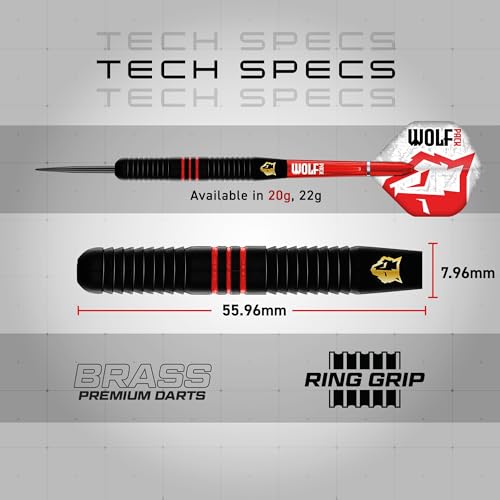 RED DRAGON Wolf Pack Brass Darts Set - Soft Tip Darts with Hardcore Flights, Nylon Shafts & Bar Wallet - Ring Grip Barrels for Controlled Throwing by RED DRAGON - Image 4