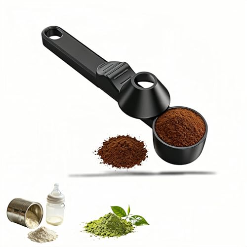 2 Tbsp Coffee Scoop with Funnel & Leveler for Reusable K Cup No Mess Spill-Free for Ground Coffee Protein Powder Tea Black