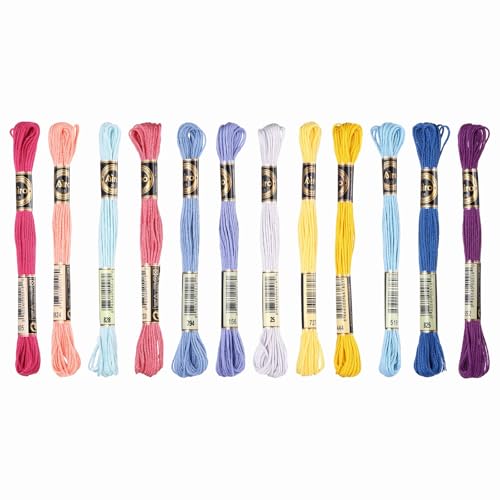 Image of PATIKIL 12 Skeins Embroidery Floss Polyester Embroidery Threads Bracelets String for Cross-Stitch Hand Embroidery, Bright Colors