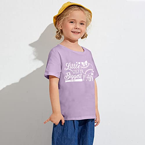 Image of FRYAID Toddler Baseball Sister Shirt Baby Girl Baseball Outfit Big Sister Shirt Birthday Girl T-Shirt Summer Cotton Tee Top