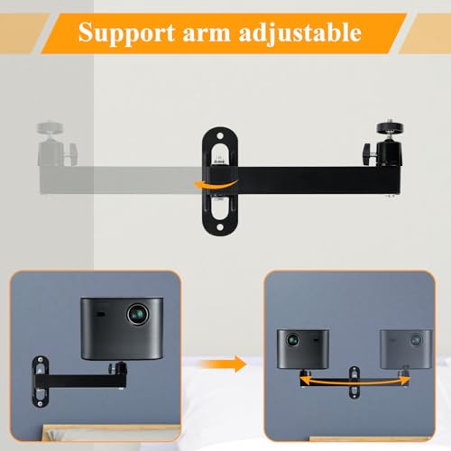 mimzemamz Beamer Halterung Wand Projector Stand, Beamer Wandhalterung Verstellbare 360° Drehbar, Metall Projektor Ständer mit 1/4-Zoll-Schraubschnittstelle für Heimkino, Büro, Spielzimmer
