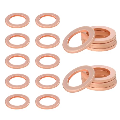 KVAEY 20 PCS Oil Drain Plug Gasket, Anti-Leakage 14mm Copper Oil Drain Plug Crush Washer, Flat Washer Seal Assortment Compatible with OEM PN Part 007603-014106, Car Accessories (20 PCS)