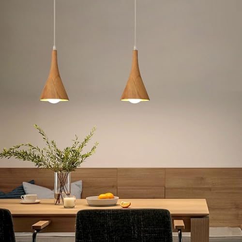 Lustre moderne hauteur réglable suspension bois E27 chambre - 2