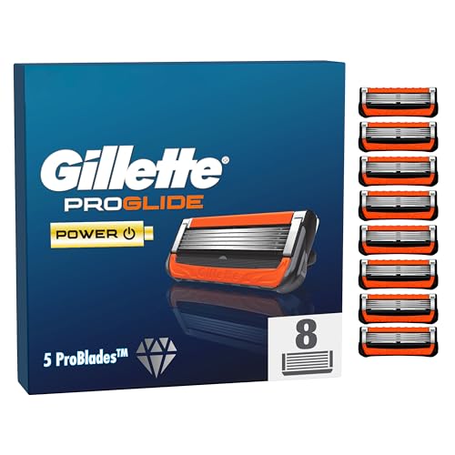 Gillette Proglide Power Lamette Da Barba per Rasoio Barba Manuale, 8 Lamette Gillette Proglide di Ricambio per Rasatura Profonda Uomo, Lame di Precisione per Rasoio Manuale Uomo