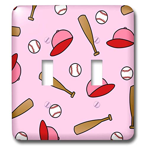 Interrupteur double softball rose 3dRose Lsp_40947_2 déco sport mur