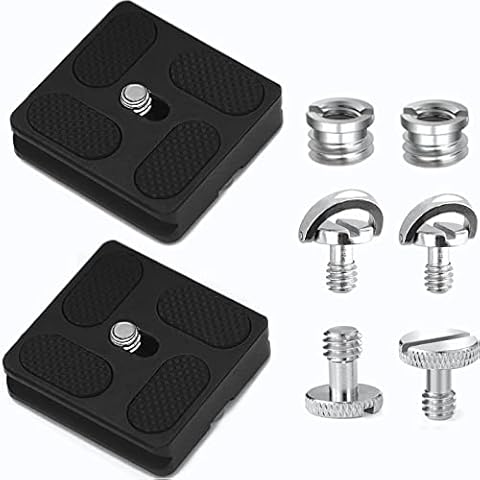Aluminum Metal Quick Release Plate with 1/4" D-Ring Screw/Slotted Screw and 3/8" to 1/4" Mount Screw Adapter, Niewalda Tripod Mounting Plate Fits Arca-Swiss for SLR Camera Tripod Ball Head (PU-40) Cover
