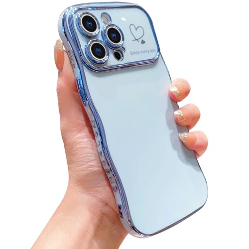 IDweel Luxury Cute Durable for iPhone 15 Pro Case for Women, Peace Blue