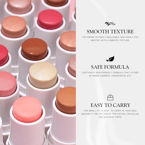 Image of bayfree 3 PCS Makeup Cream Contour Stick Set, Highlighter Stick & Bronzer Stick & Blush Stick, Long Lasting, Natural Face Contour, Dewy & Matte Finish, Multi Stick Trio for All Skin