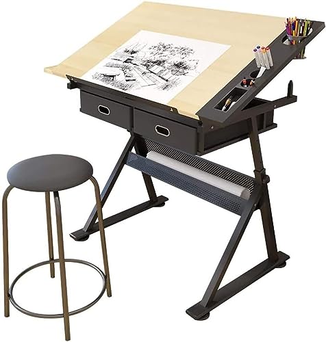 Drafting Table for Artists, Height Adjustable Drawing Table with Tiltable Tabletop, Drawing Desk Art Desk Craft Work Station