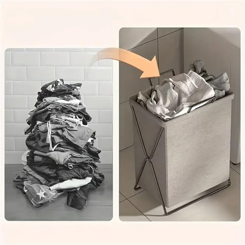 Panier à linge pliable rétro grand bac de rangement pliable gris léger 1pc - 6