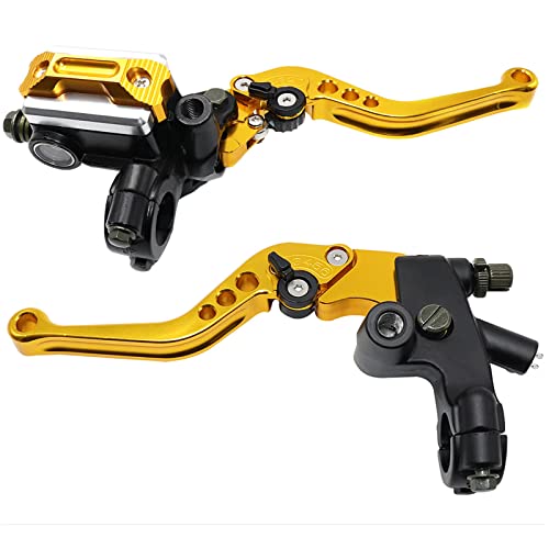 Motos, Sports Bomba de embrague de freno de cilindro hidráulico, 1 par de palancas de aluminio para motocicleta, mango de freno CNC universal de 22 mm y embrague de tambor,...
