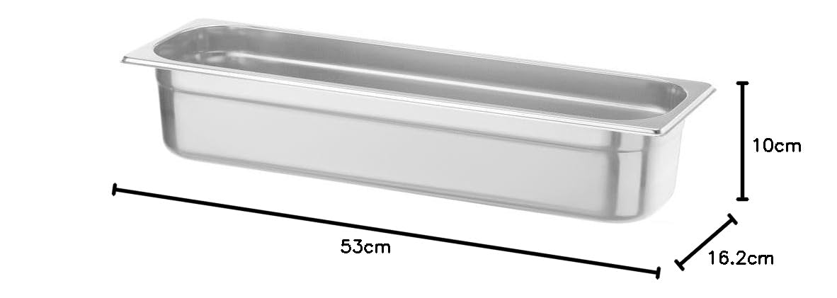 HENDI Contenitore Gastronorm, GN 2/4, resistenza termica -40 °C a 300 °C, compatibile con i forni a convezione, frigoriferi, bagno María, chafing dishes, 5.8L, 530x162x(H) 100mm, acciaio inox 18/10