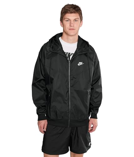 Nike Hip Length Hooded Jacket M Nk Wvn Lnd Wr Hd Jkt, Black/White, DA0001-010, XL