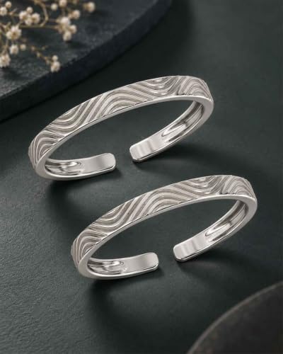 Image of Clara 925 Sterling Silver Size Adjustable Toe Rings Pair Gift for Women