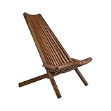 Melino Wooden Folding Chair for Outdoor, Low Profile Acacia Wood Lounge Chair with FSC Certified Acacia Wood, Fully Assembled (Espresso)