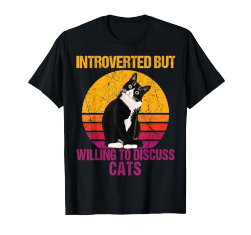 Introverted But Willing to Discuss Cats T-Shirt, Men, Black, Small
