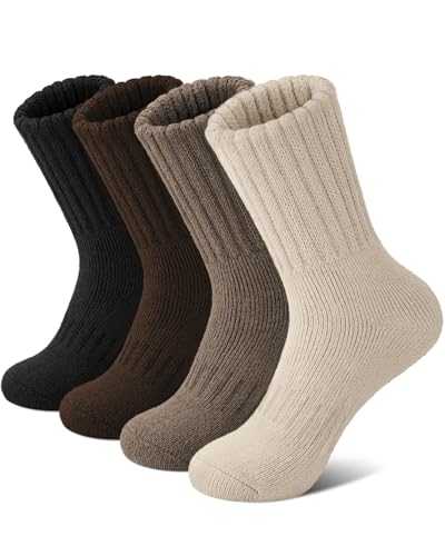 Beaulov Merino Thermosocken Damen 4 Paar Dicke Winter-Wollsocken