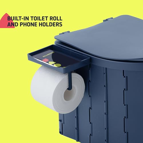 Hillington Portable Camping Toilet 150Kg Capacity – Foldable Travel Toilet With Padded Seat, Carry Bag, Toilet Roll Holder & Disposal Bags With Absorbent Gel - Portable Toilet For Camping & Festivals - 8