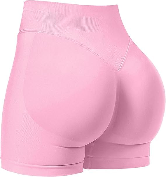 Kepblom High-Waisted Butt-Lifting Scrunch Gym Shorts for Women - Workout Yoga Biker, Seamless Spandex Booty Shorts