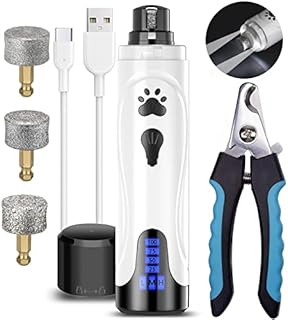 YABIFE Dog Nail Grinder, Dog Nail Trimmers and Clippers Kit, Super Quiet Electric Pet Nail Grinder, Rechargeable, for Small Large Dogs & Cats Toenail & Claw Grooming,3 Speeds, 3 Grinding Wheels