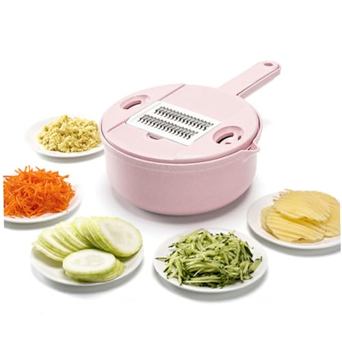 Rallador manual multifuncional para verduras y queso rosa miniatura 5