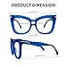 VOOGLAM Oversize Fashion Glasses for Women, Anti Blue Fashion Glasses Blue Commute Thick Frames 7543