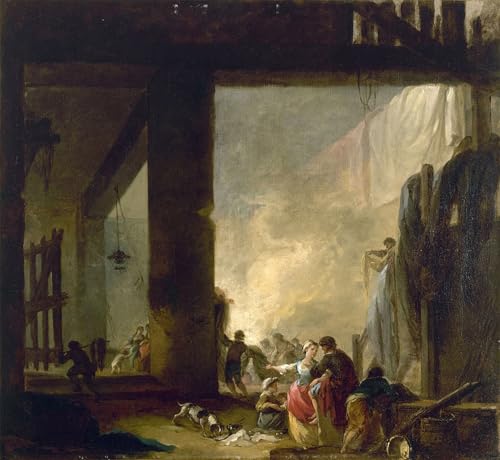 Posters Hubert Robert la lessive tableau décoration murale rétro 60x90
