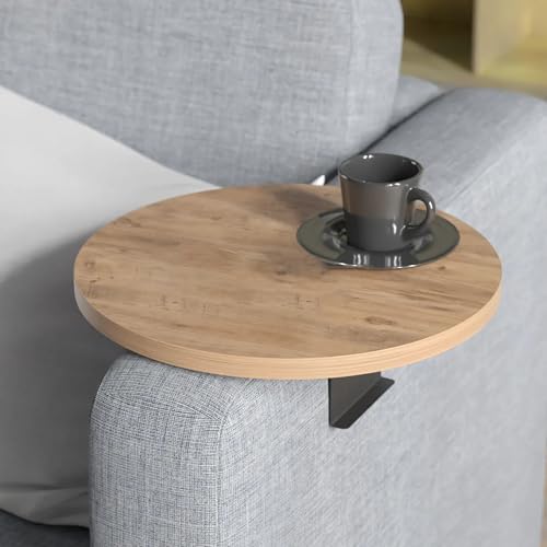 Tubibu Plateau de canapé réglable avec porte-gobelet, design spécial avec support en métal pratique, étagère pour ensemble de sièges, diamètre 35 cm,...