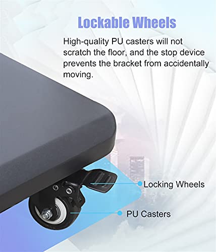 Soporte para TV negro para 50+ pulgadas con ruedas y 2 repisas miniatura 3