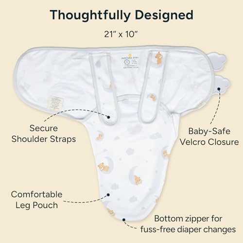 Image of NINTARABABY Swaddle Wrap for Newborns - Organic Cotton, 21 inch x 10 inch | Wake Me Not Swaddle with Baby-Safe Velcro, Ultra-Soft & Snug Sleep Sack, Breathable Swaddling Blanket, Gifts for 0-3 Months