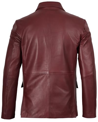 Image of Blingsoul Mens Leather Blazer Jacket - Real Lambskin Sport Coat with Notch Lapel Collar