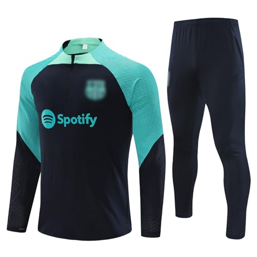 Camiseta De Barcelona Futbol Niño Adulto 2023 2024 Chándal de Futbol,Equipacion Futbol Niño Barca Termica Juego De 2 Piezas,Equipo De Entrenamiento De Fútbol Camiseta de Manga Larga y Pantalón.