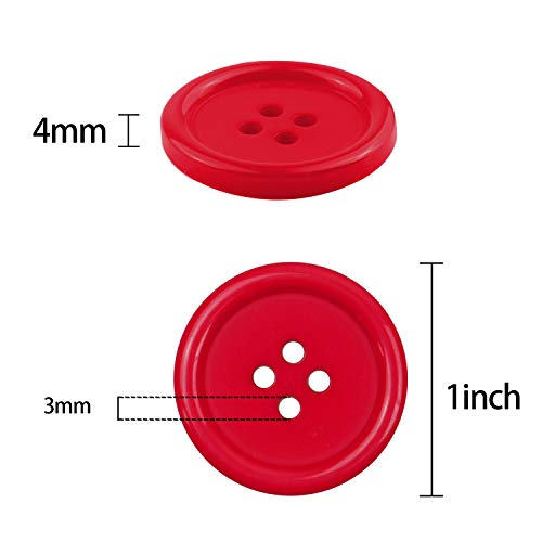 1 Inch Resin Buttons for Sewing 25mm Mixed Colored Buttons 4 Holes Pack of 200