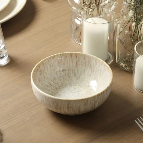 Image of Stone Lain Riley 32-Piece Dinnerware Set Stoneware, Plates and Bowls Set, Dishwasher and Microwave Safe, Dish Set for 8, Sand