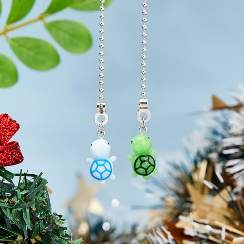 Image of DICOSMETIC 4 Colors Light Pull Chain Set Iron Pull Ball Chains Extension with Resin Turtle Charms 13.66 inch Fan Beaded Ball Switch Chain Extender for Home Light Lamp