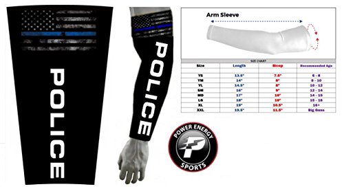 Police Blue Line Flag Sports Compression Arm Sleeve (Medium) P O L I C E