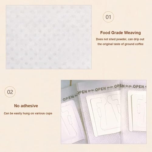 Image of 50 PCS Hanging Ear Drip Coffee Filter Bags - Portable Disposable Pour Over Coffee /Tea Filters, Japanese Non-Woven Fabric, Single Serve Travel Coffee Bags for Camping, Home & Office
