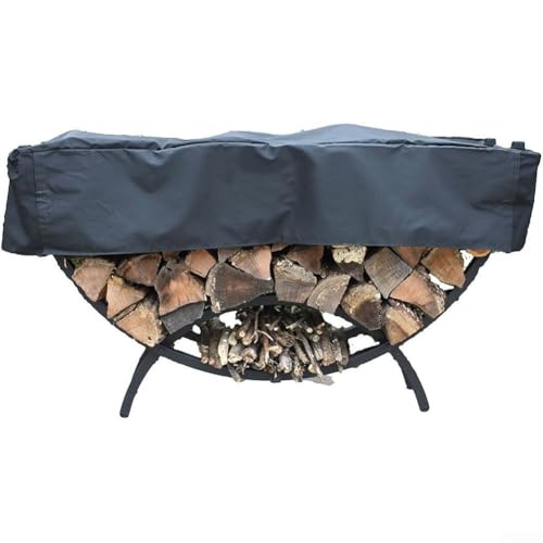 Yuanpgky Funda negra para leña para almacenamiento de madera al aire libre, refugio de madera impermeable con ventilación y asas, 150 x 36 x 36 cm, tela Oxford con revestimiento de PVC