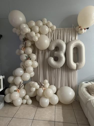 Image of Number Balloons Cream 3 Balloon 40 inch for 3rd Birthday Party Decoration | Saturated Color, Large 40 inch, With Inflation Straw & Hanging Holes, Great for Wedding, Anniversary, Thanksgiving, Christmas