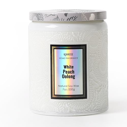 Peach Candle | Scented Candles Soy Candles for Home Scented | Pretty Candle for Women | Natural Soy Candle Non Toxic | Good Smelling for Home Scented, Bedroom, Living Room, Bathroom (7.2 oz)