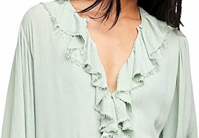 chinese dress ladies Free People Mint Button Up Ruffle Maxi Dress with Drawstring Sleeves- – The  Saved Collection main image 0