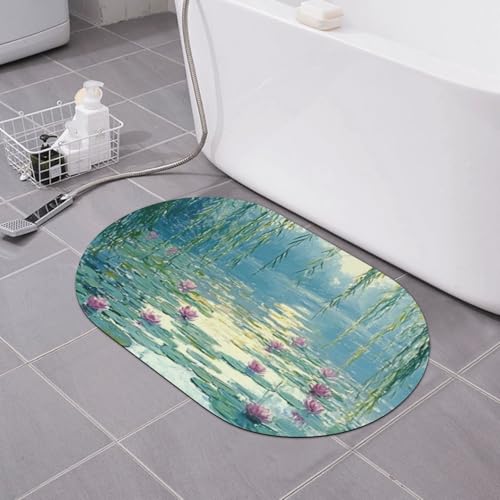 SHFJASBNUMG Tappeto da bagno con rami di salice verde, tappetino da doccia con fiori di loto, diatomacee, tappetino per bagno e cucina, 40 x 60 cm