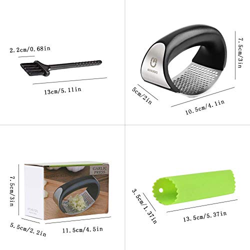 Stainless Steel Garlic Press Rocker Garlic Crusher Squeezer Slicer Mincer Chopper Kitchen Gadget with Handle