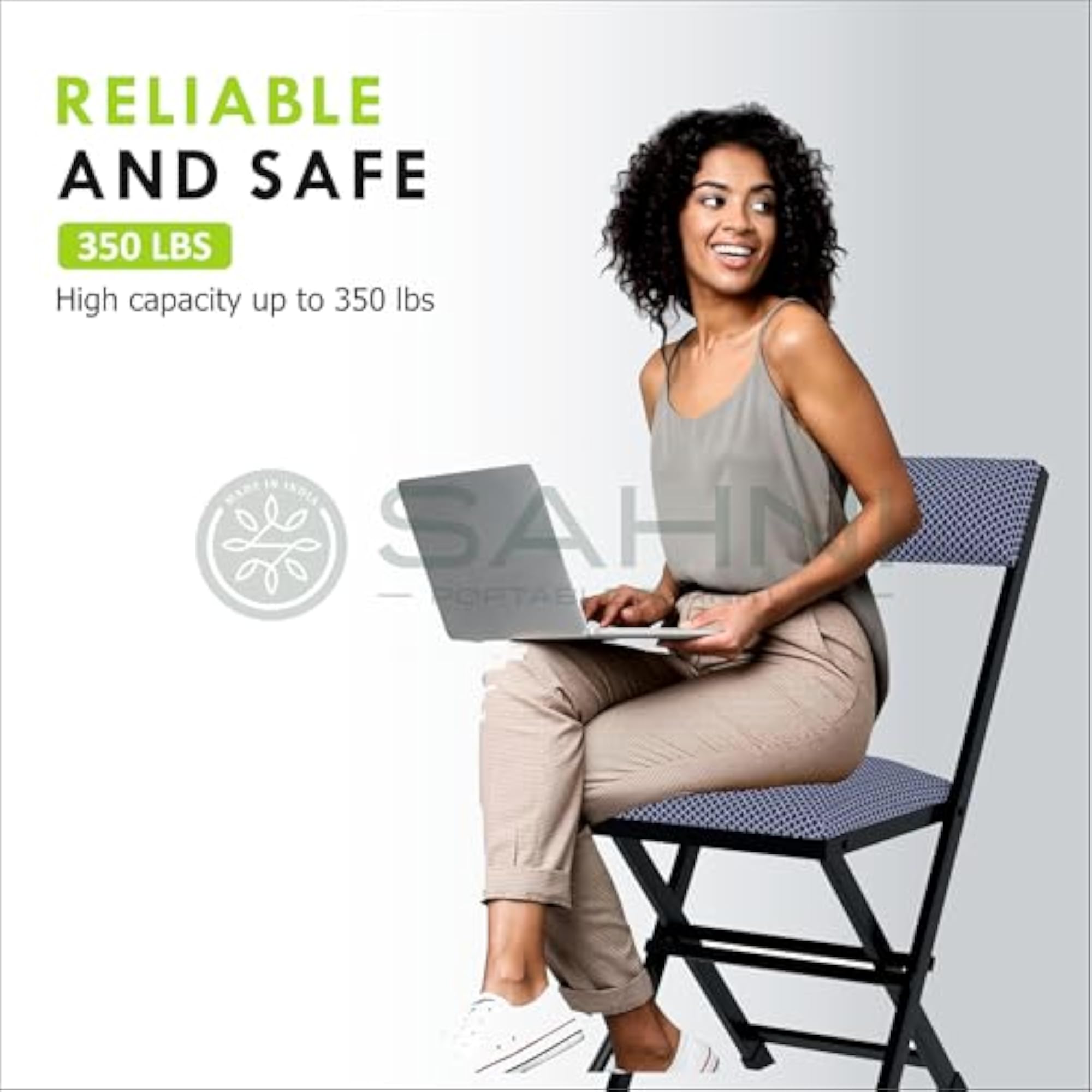 Heavy Duty Iron Folding Study Chair with Cushion Seat